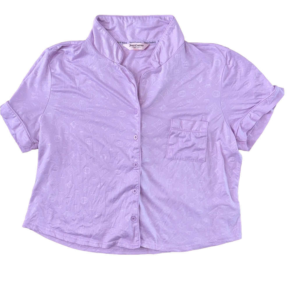 Juicy Couture Light Purple Button Down Sleepwear Shirt Size XL Vintage